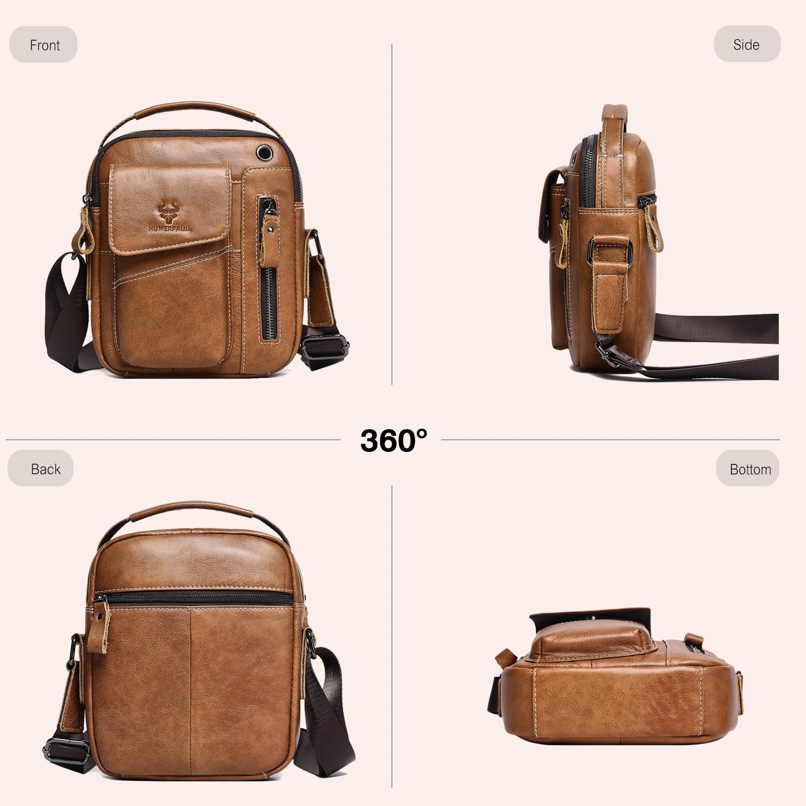 FANDARE Męskie torby na ramię skórzane torebki biznesowe listonoszka crossbody tornister torba na ramię