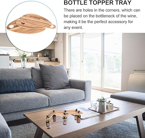 Miniatura 6 de Hemoton Juego de 3 bandejas para servir botellas de vino, bandejas de queso planas de madera, bandejas de queso, tabla de charcutería, tabla de