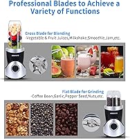 Vista 2 de Personal Blender for Shakes and Smoothies,Professional Kitchenblender with Blending & Grinding Blades, Portable Coffee Grinder with 24/10 OZ Travel