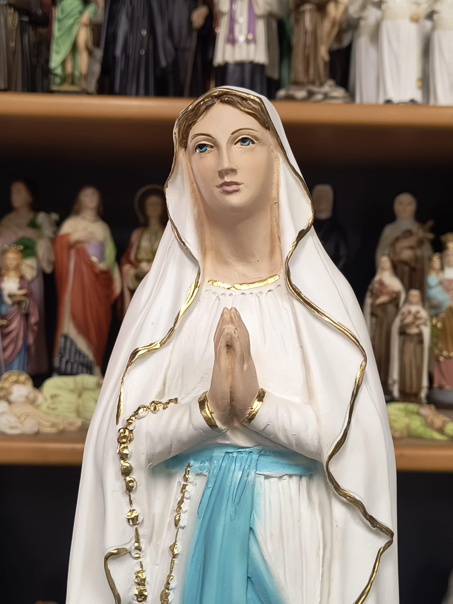 Generico Arte Sacra Caravaggio Statua della Madonna di Lourdes cm 50 (19,68 inches) in marmo resina decorata a mano di produzione artigianale italiana