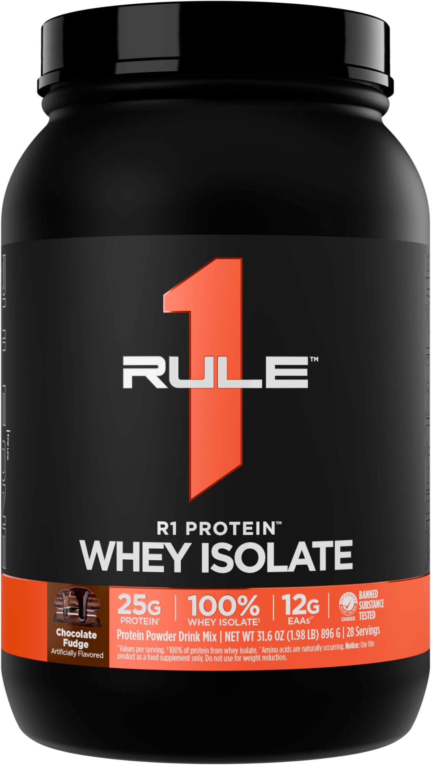 – Rule One Proteins, R1 Protein - Chocolate Fudge, 25g Fast-Acting, Super-Pure 100% Isolate and Hydrolysate Protein Powder with 6g BCAAs for Muscle Growth and Recovery, 30 Servings
