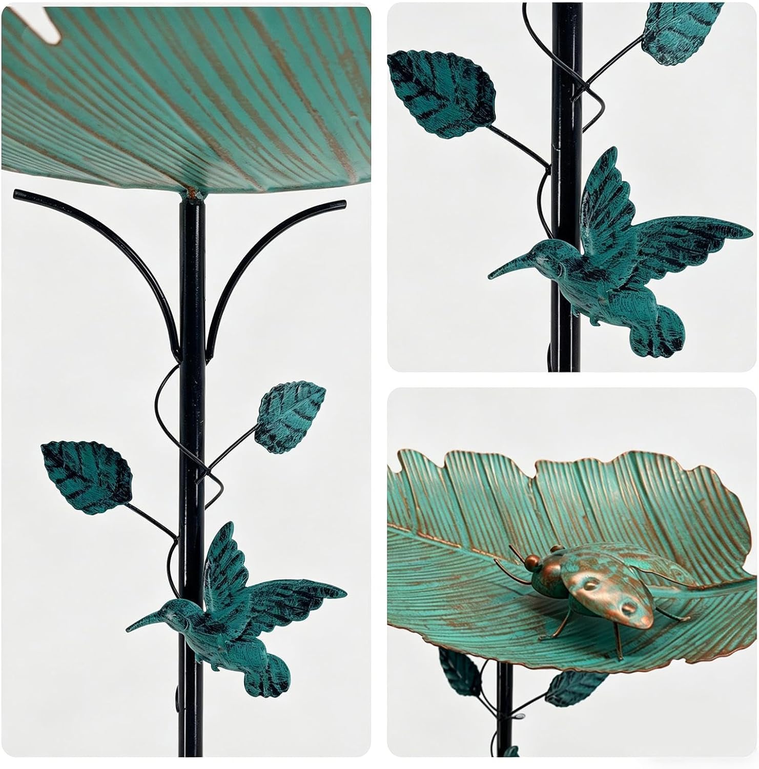 Bird Bath Bowl | Leaf Shape Weatherproof Birdbaths | Metal Bird Bath Stake | for Garden Backyard Courtyard Home Landscaping Park Outdoor Aviary Finch Parrots Monk Pet