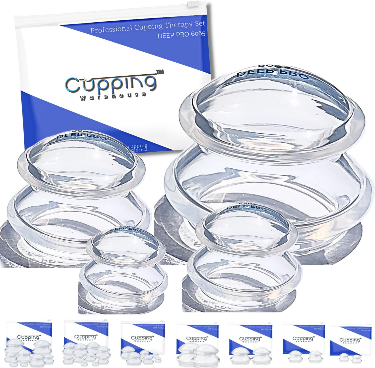 Silicone Cupping Therapy Set Supreme 4 DEEP PRO 6065(4 Sizes)Professional Hard Sturdy Advanced Treatment Cups For Deep Vacuum Suction Massage For Muscle,Joint,Fascia,Lymph & More