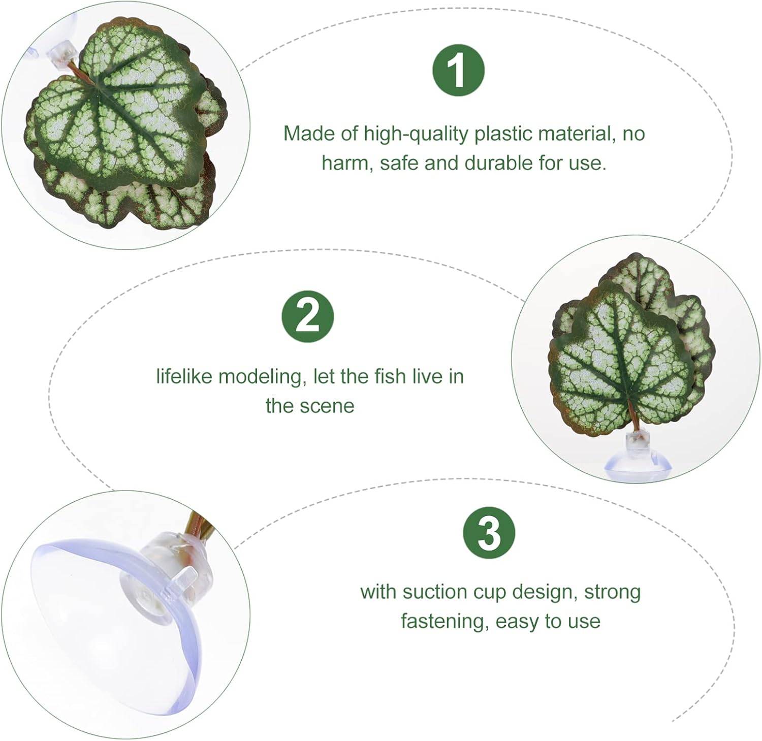 PATKAW Betta Fish Leaf Hammock Pad, 2 Pcs Green Aquarium Resting Leaf Fish Tank Breeding Leaf with Suction Cup Fish Tank Plants Accessories for Resting, Playing
