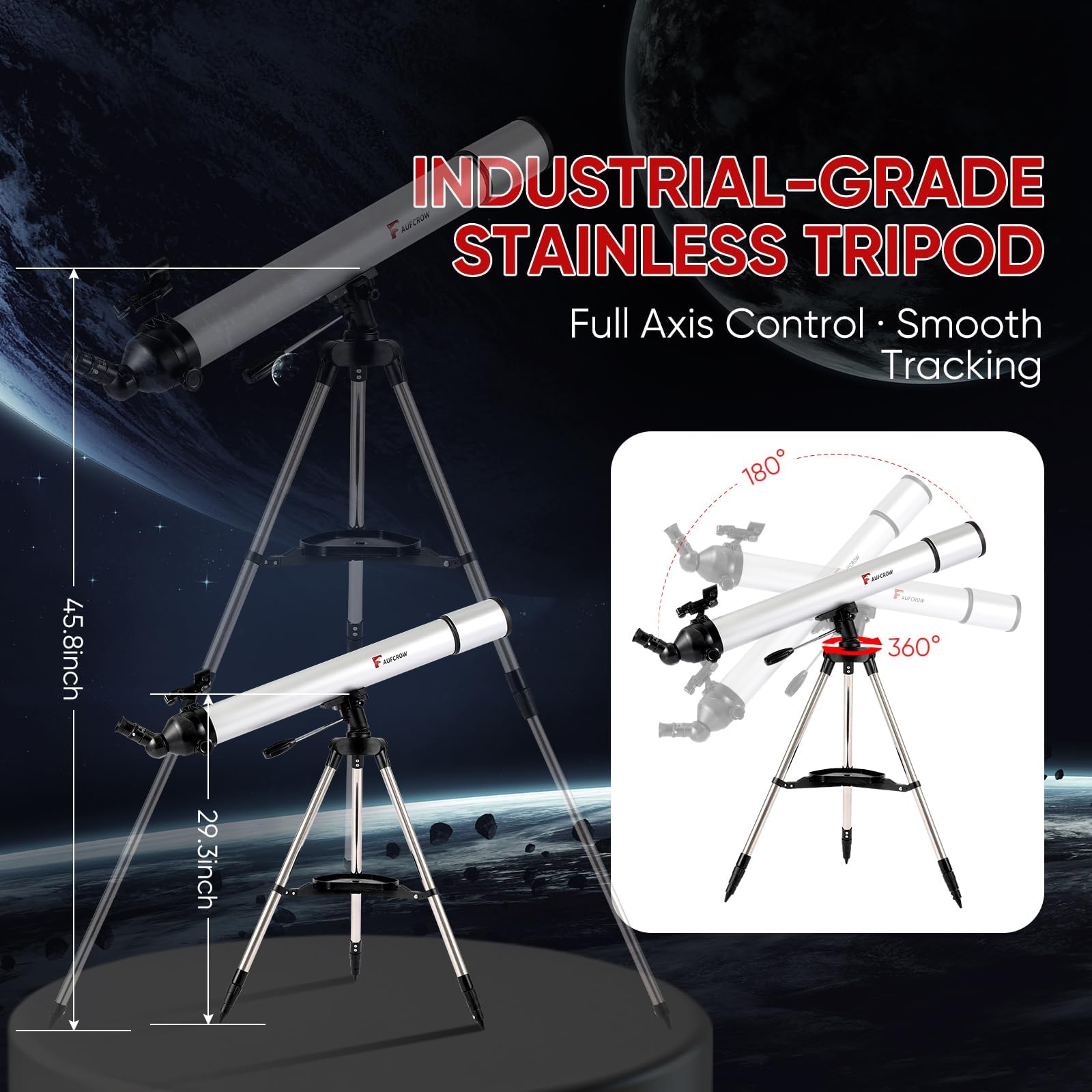 Telescopio per adulti Telescopi astronomici ad alta potenza con apertura da 80 mm con lunghezza focale di 900 mm 270X Telescopio rifrattore professionale treppiede in acciaio inossidabile