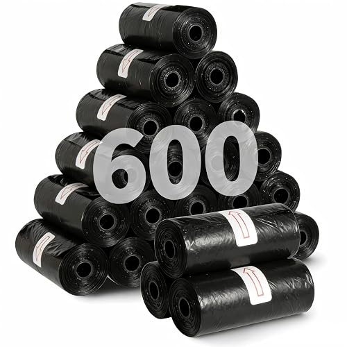 Withosent 600PCS Bolsas Caca Perro, 40 Rollos Bolsas Excrementos Perros con Porta Bolsas Caca Perro