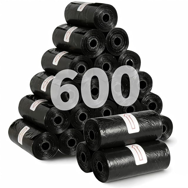 Withosent 600PCS Bolsas Caca Perro, 40 Rollos Bolsas Excrementos Perros con Porta Bolsas Caca Perro