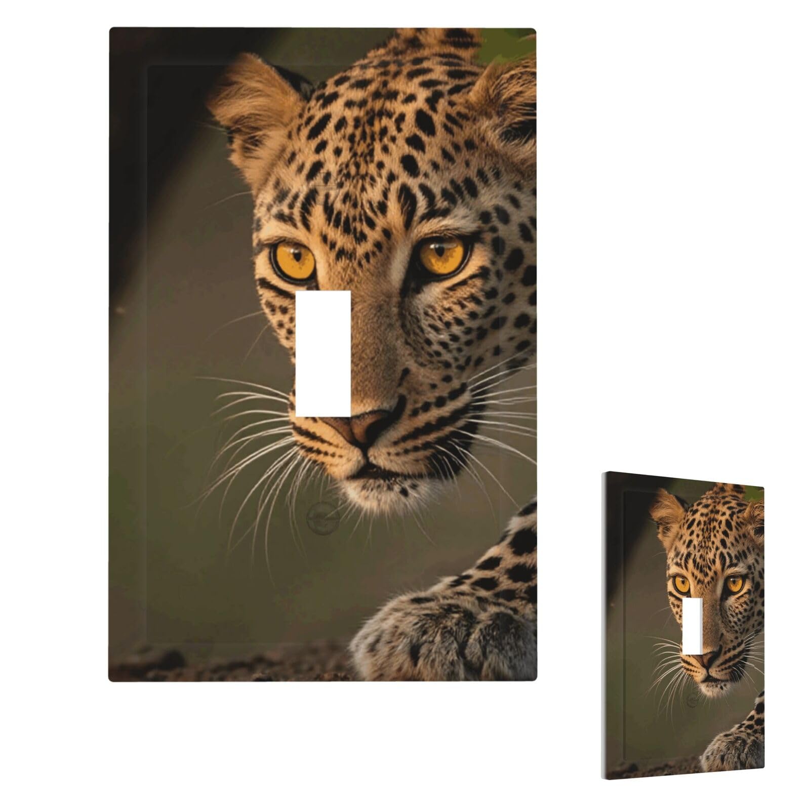 Fekiloot Single Toggle Cheetah Wall Plate Cover Modern Decorative 1 Gang Light Switch Cover Unbreakable Receptacle Outlet Covers For Living Room Bedroom Home Decor