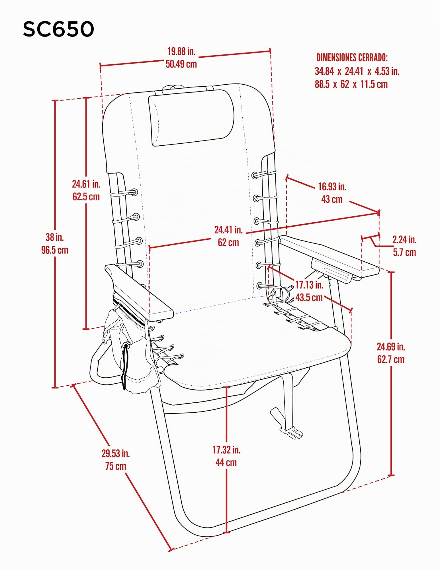 Tommy Bahama Hi-Boy - Silla de Playa Plegable con Cordones y suspensión de 4 Posiciones, de poliéster