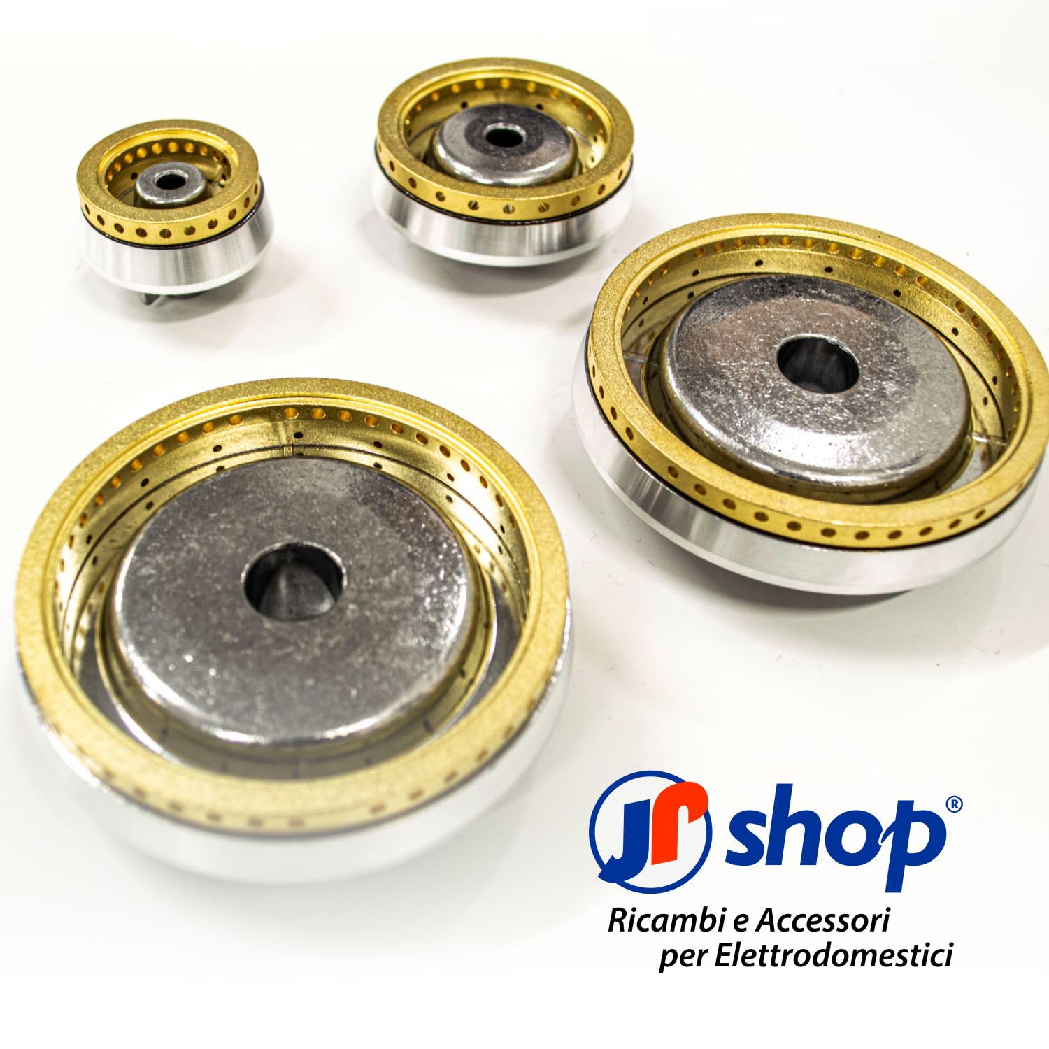 Kit de 4 coronas de latón + 4 quemadores adaptable a placa de cocina de gas compatible con Lofra con platillos antillamas