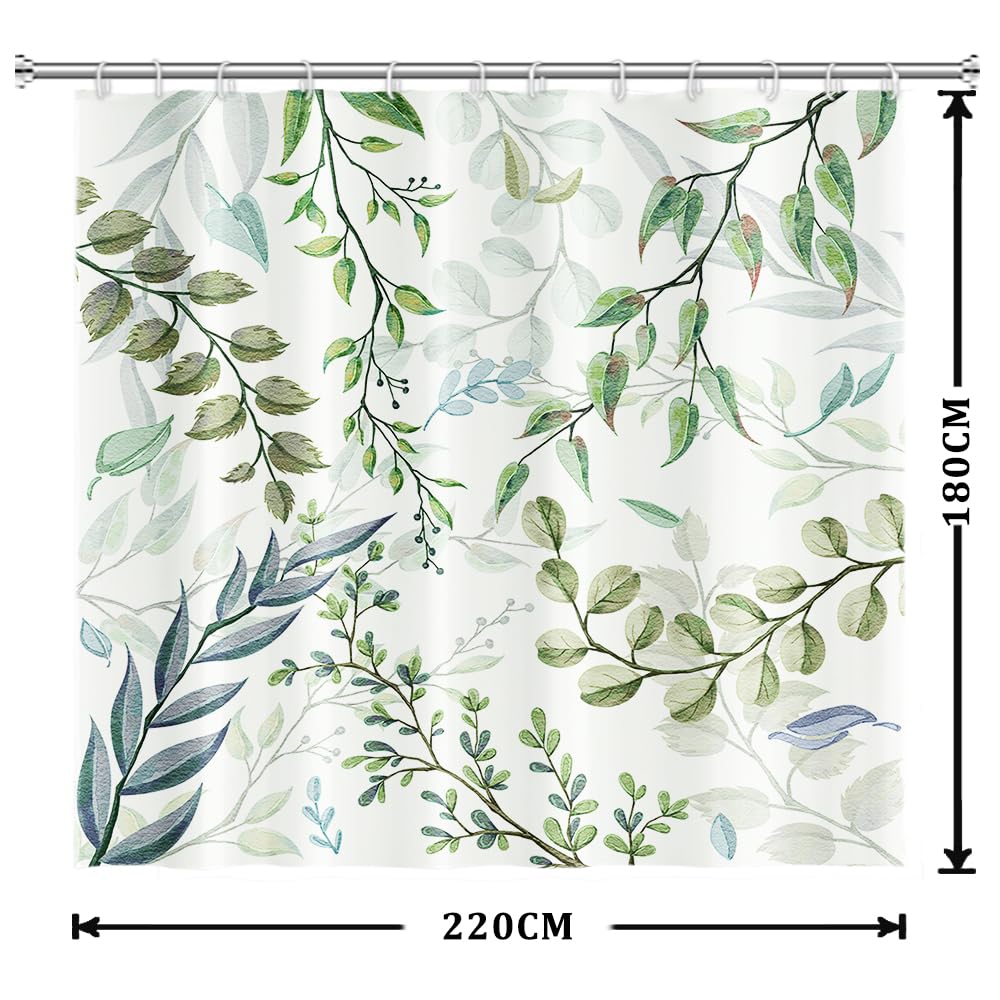 Uiiooazy Cortina de Ducha de Hoja Eucalipto, Cortinas de Ducha Verde Oro Abstracto Planta Cortinas de Baño Antimoho Impermeable Lavable Tejido de Poliéster Cortina Ducha con Ganchos 90x180cm — view 305