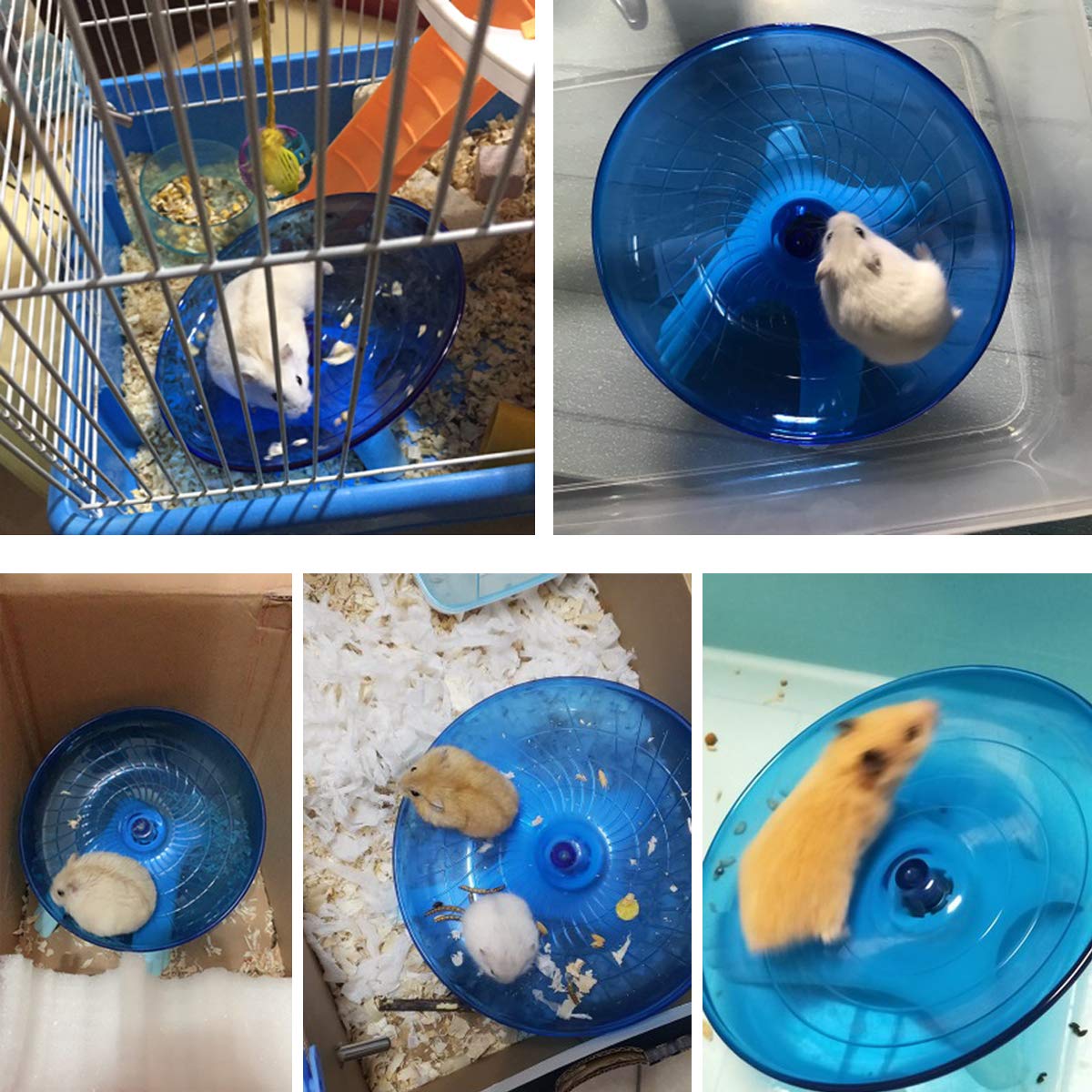 Hamster Flying Saucer Silent Running Exercise Wheel for Gerbil Rat Mouse Hedgehog Small Animals (Blue) - image 8