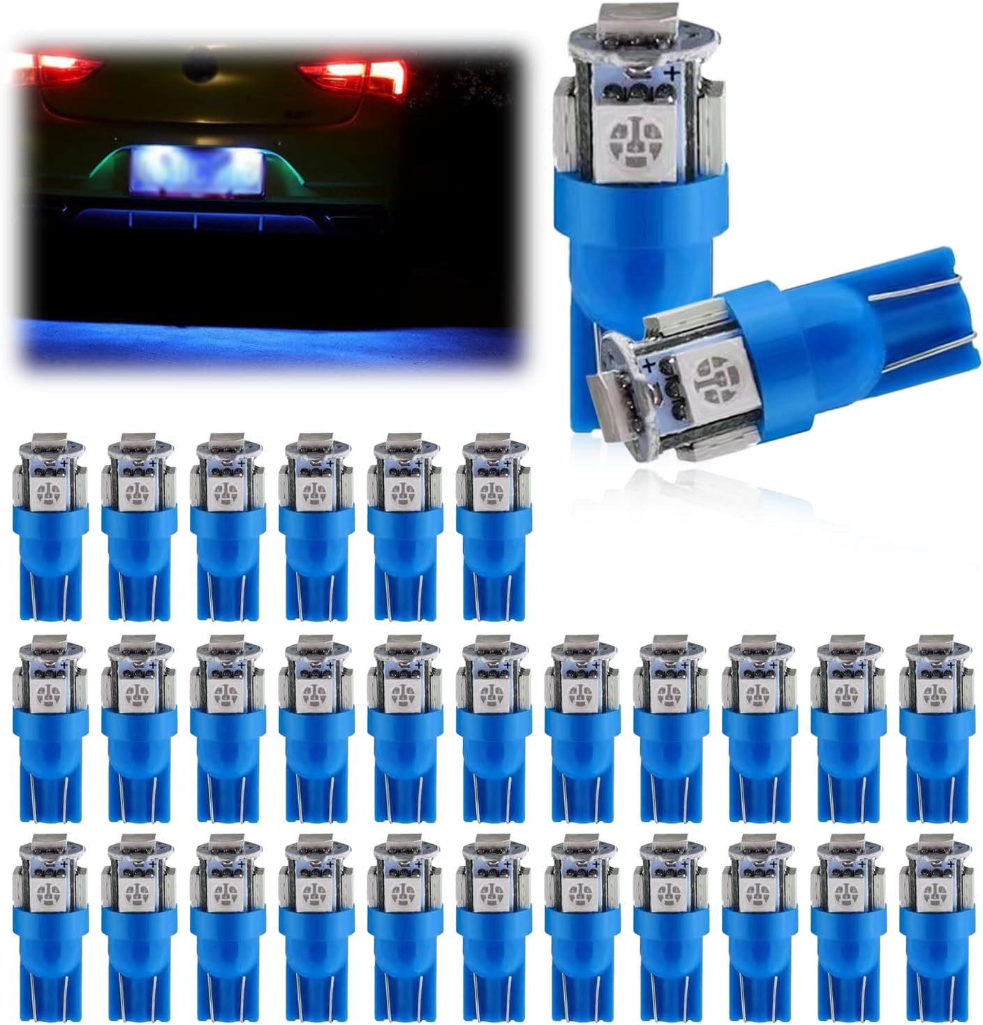 neynavy 30 PCS Car LED Bulbs, T10 LED Bulb 5SMD 5050 Chips