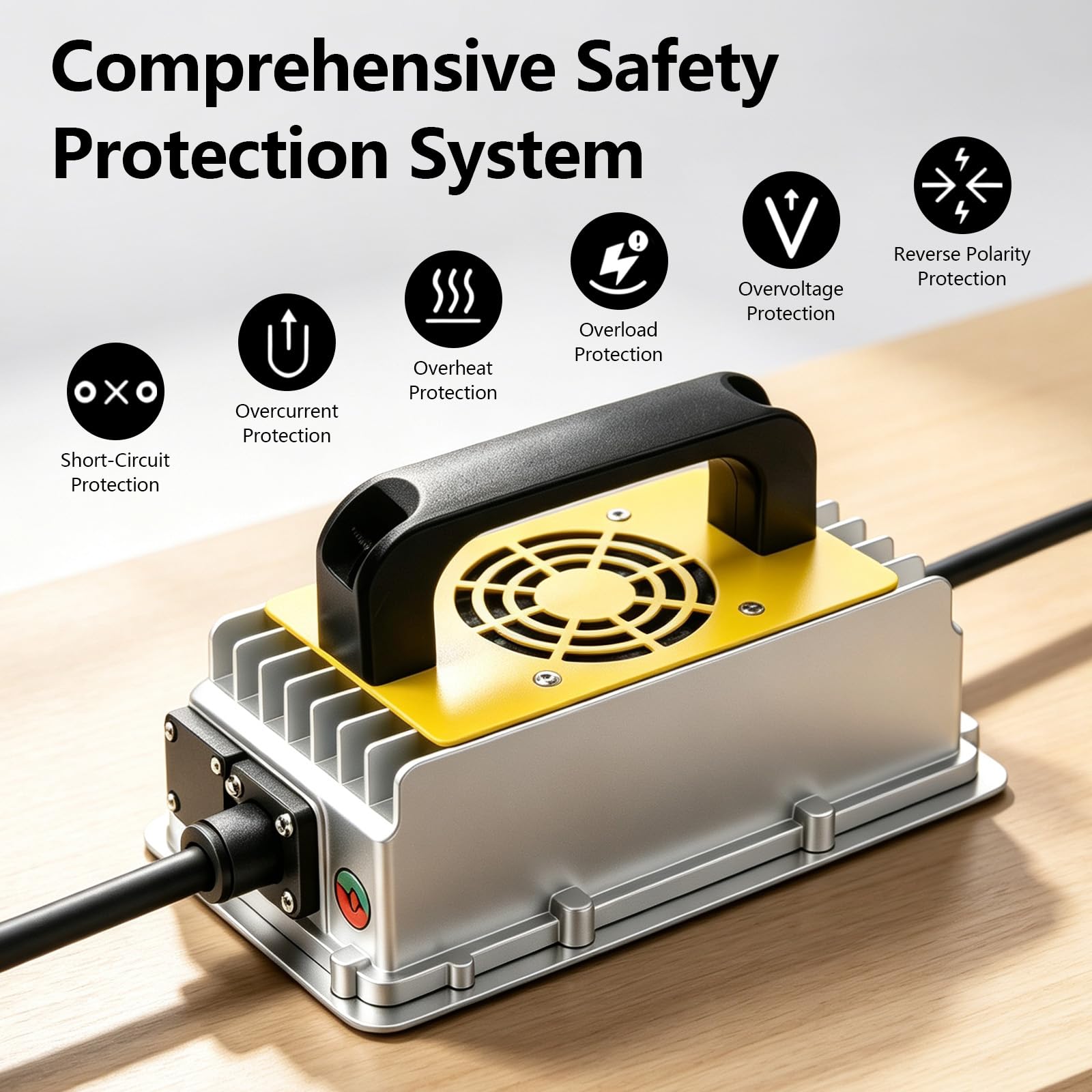 Cargador LiFePO4 58,4V 10A, Cargador Inteligente automático para baterías de Litio Hierro fosfato 48V (51,2V), Cargador rápido LiFePO4 con protección de Seguridad