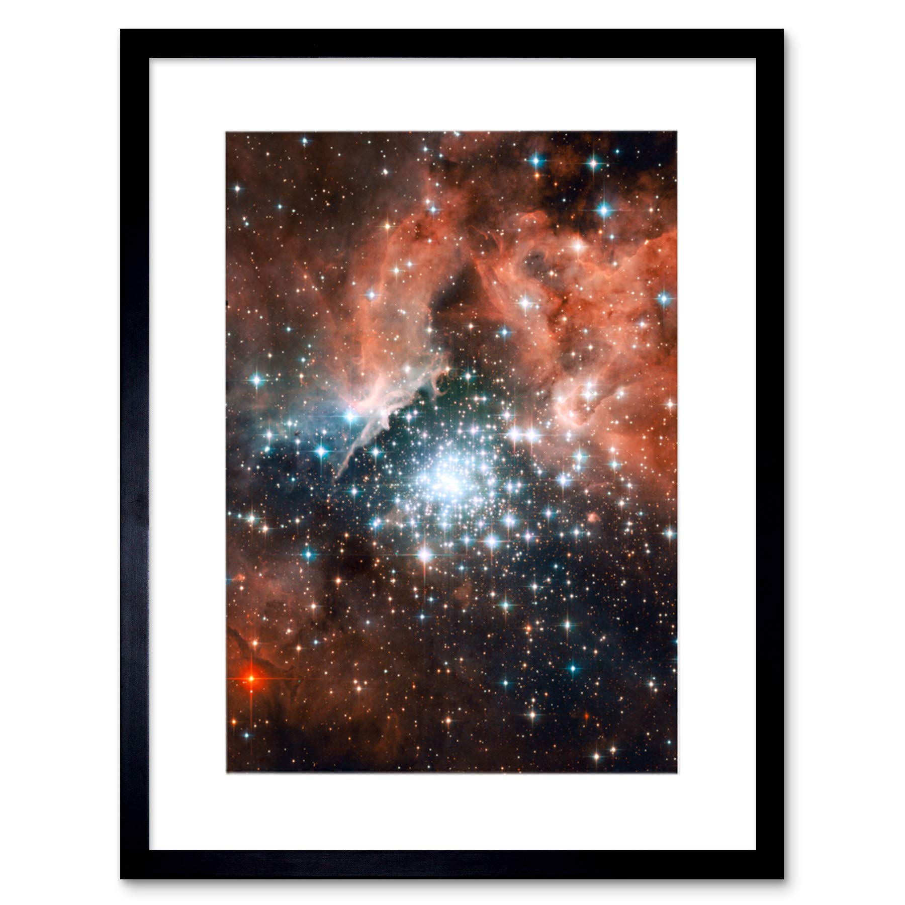 Wee Blue Coo HUBBLE SPACE TELESCOPE STAR CLUSTER BURSTS INTO LIFE FRAMED ART PRINT B12X2422