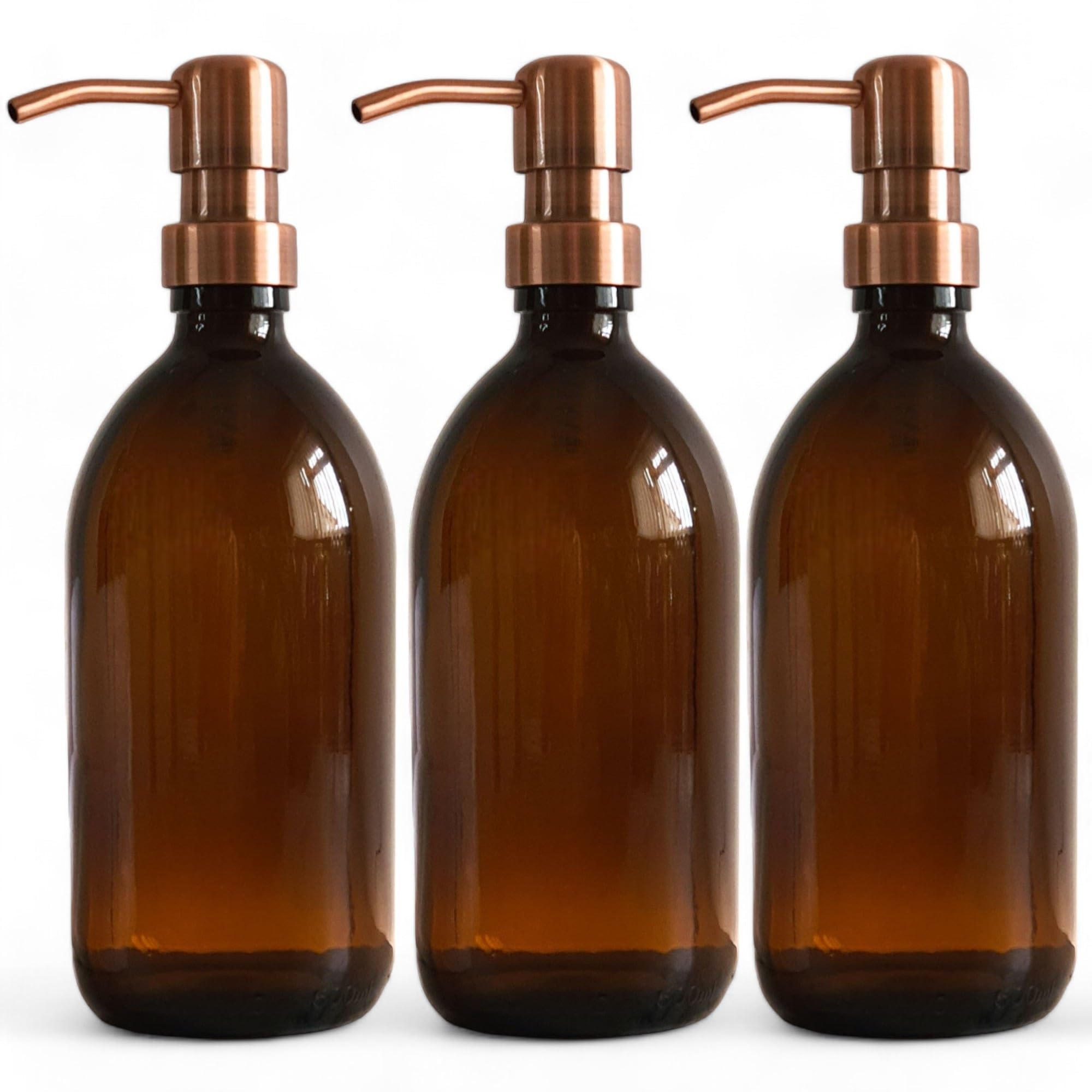 Amazon｜アンバーガラスボトル 500ml ソープディスペンサー メタル