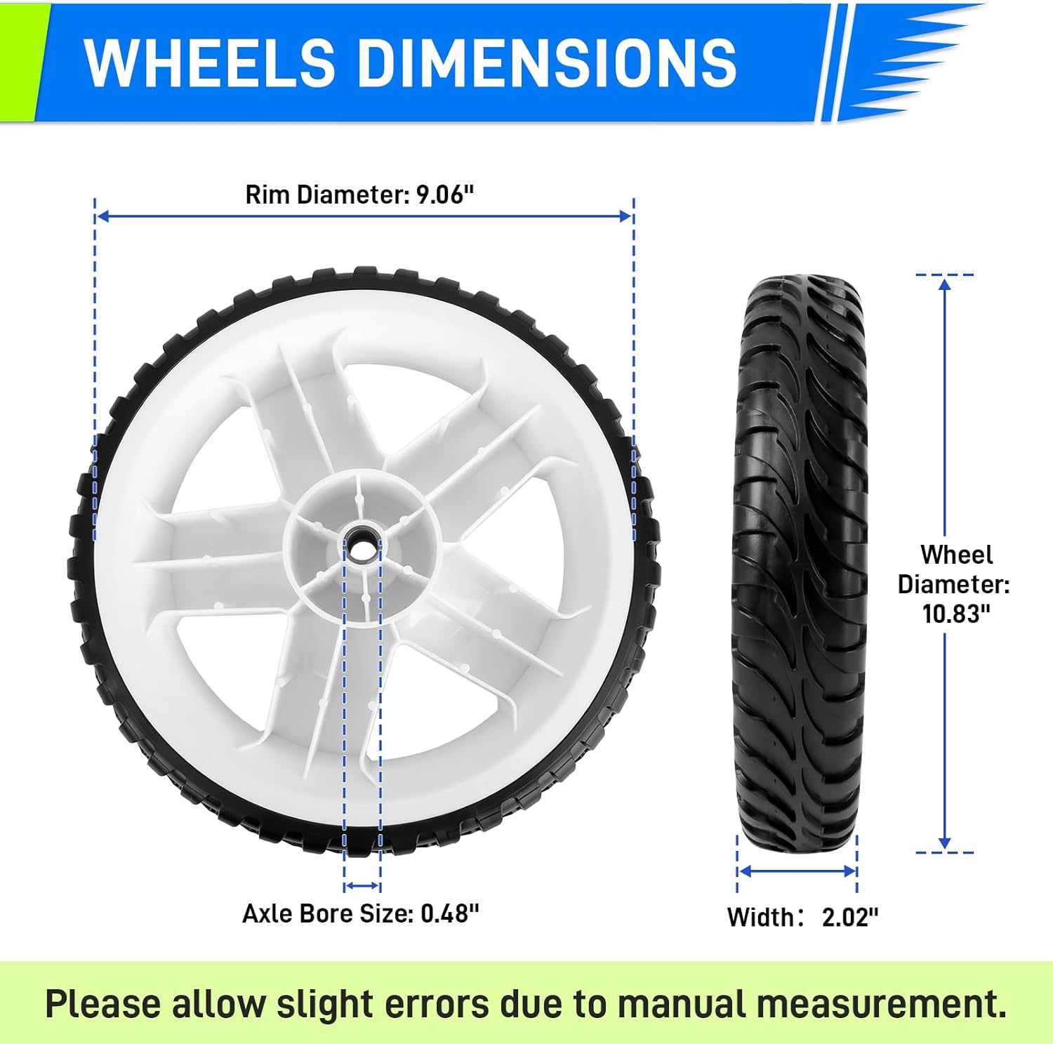 11-Inch Rear Wheel for To ro Lawn Mowers - Compatible with Models 20339, 20378, 20959, 21329 - Replaces Part Numbers 137-4837, 115-2885, 119-0313, 2 Pack