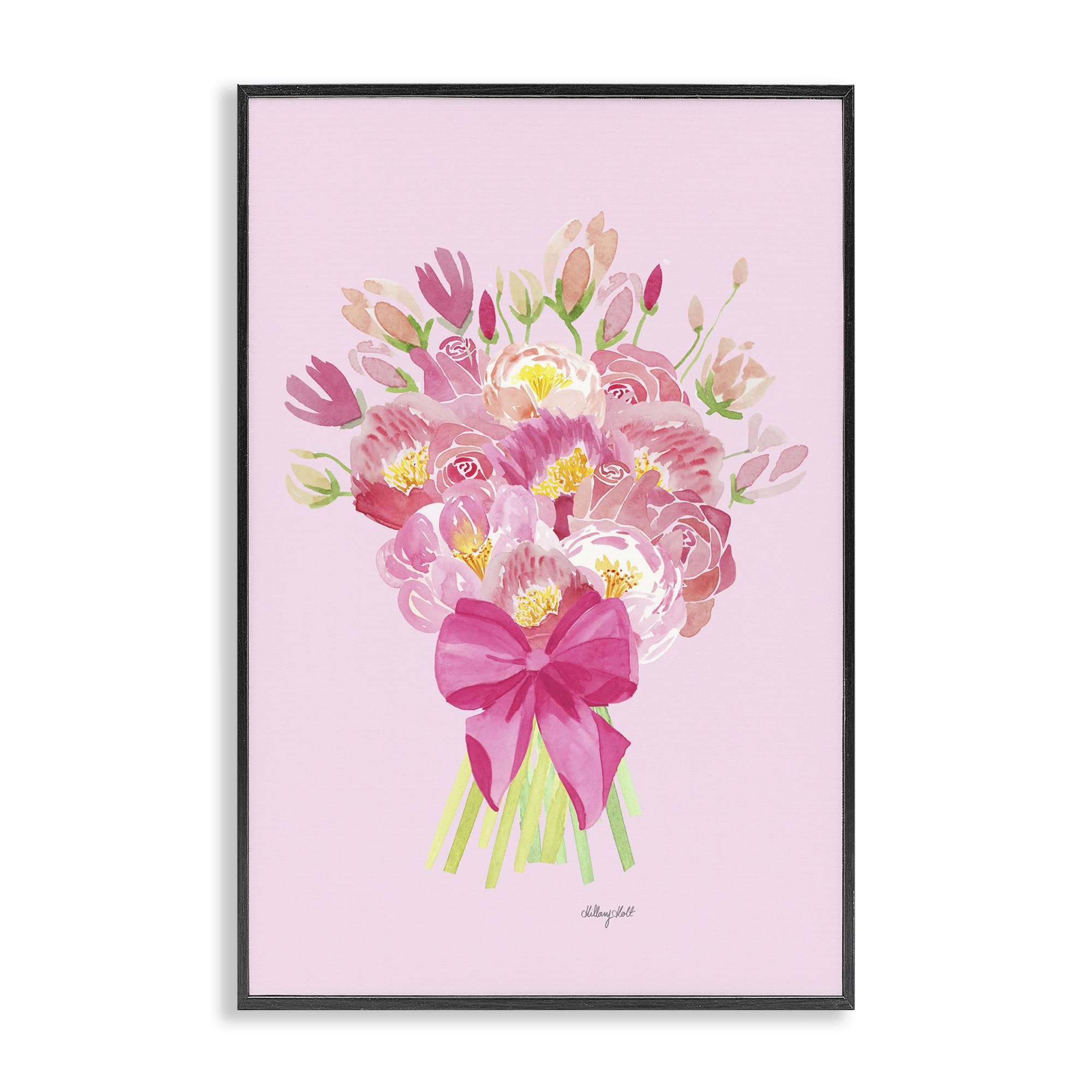 Stupell Industries Midnight Black (Textured) 'Romantic Blushing Peonies'| Framed Giclee Art