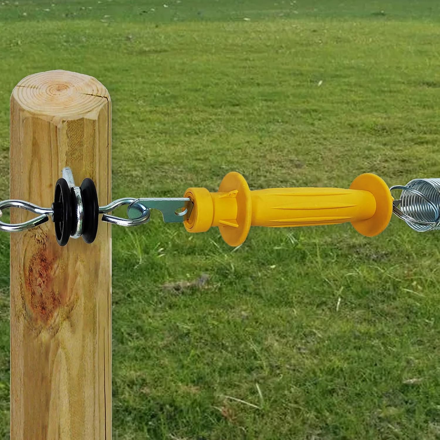 QMARK 8 Pack Electric Fence Rubber Gate, Electric Fence Spring Handles, Insulated Plastic Handle, Upgrated Yellow Rubber Gate Handle