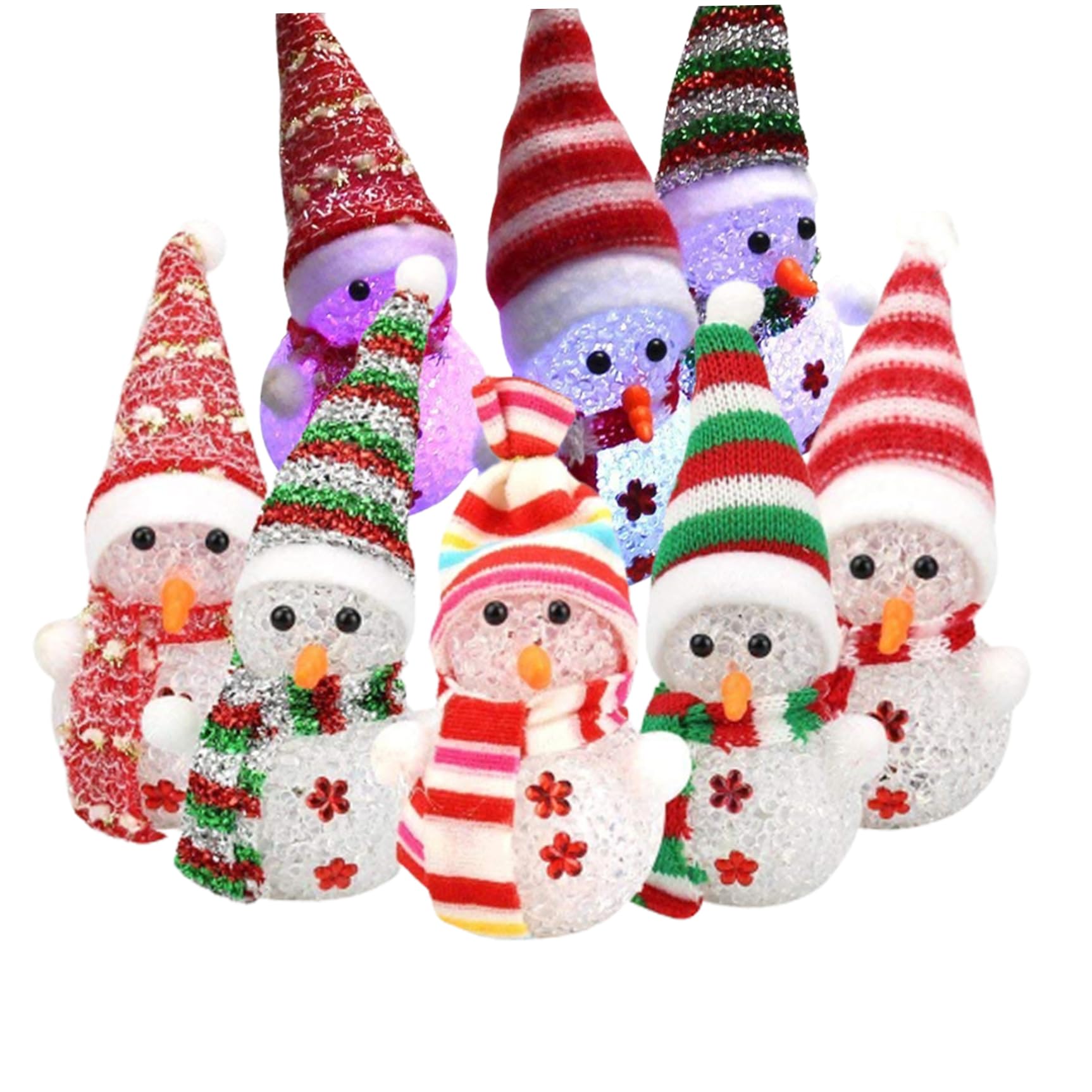 Guirlande Bonhomme de Neige de Noël 8 pièces 5cm à piles pour décoration intérieure