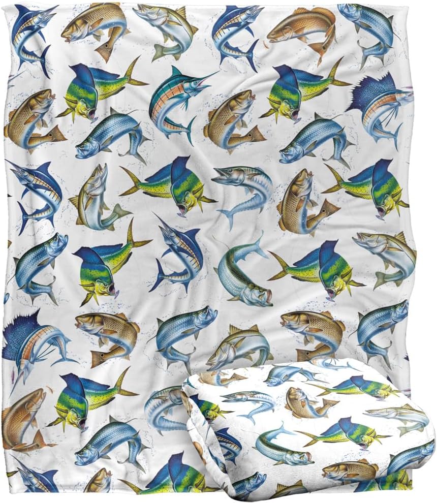 JQ Licensing Blanket, 50"x60" Saltwater Gamefish Silky Touch Super Soft Throw Blanket
