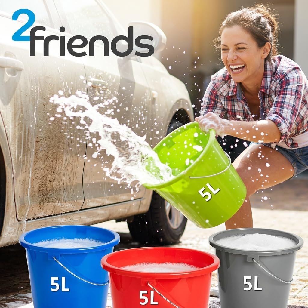 Secchio modello Eco, secchio per tacchino da 5 l, 3 secchi di plastica, secchio da 5 litri, secchio per acqua, colore