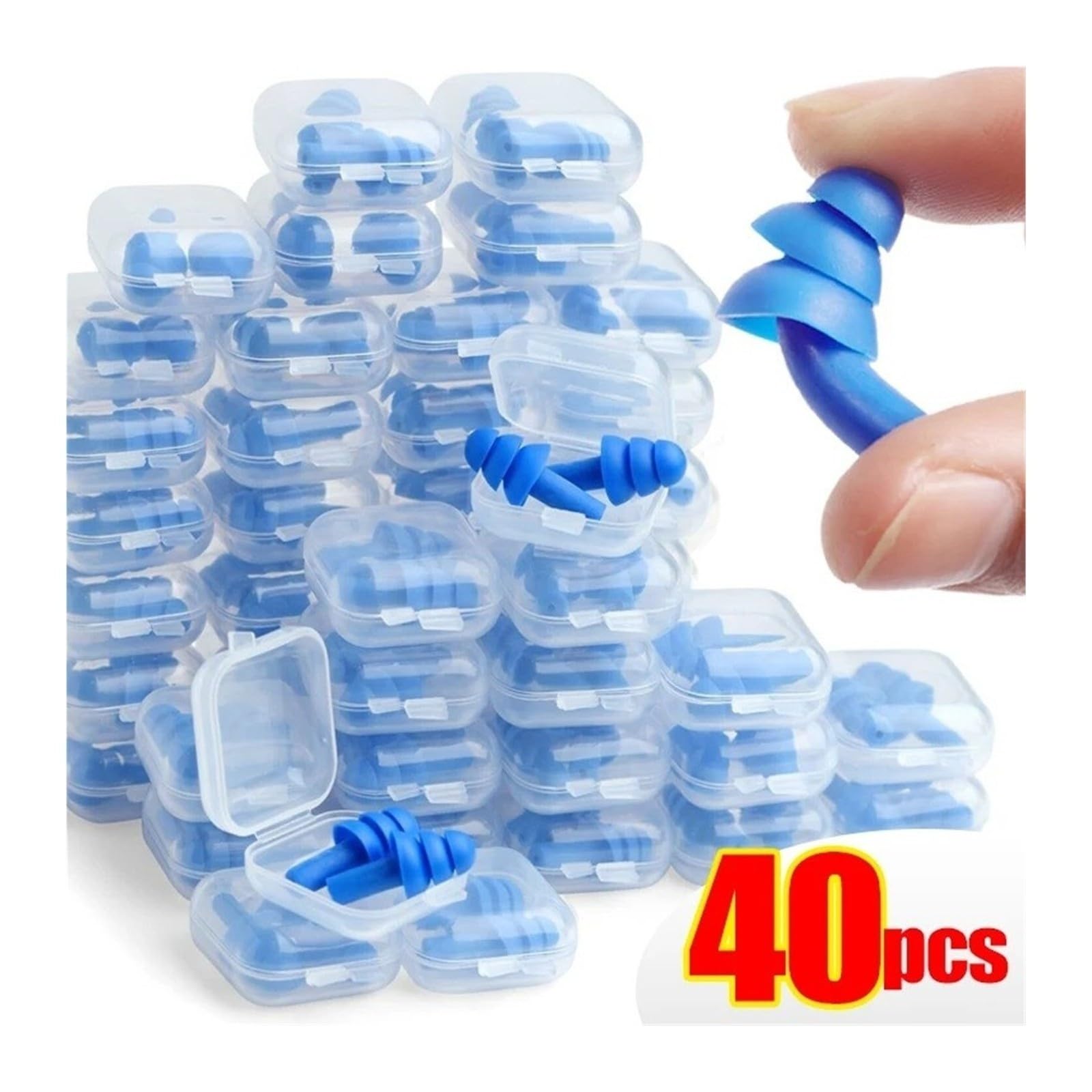 Tapones de silicona reutilizables para los oídos, con cancelación de ruido, impermeables, para dormir (1 par (2 unidades)