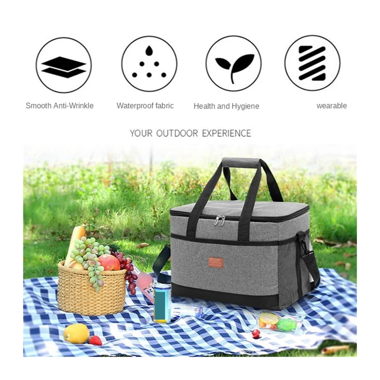 Bolsas térmicas, Bolsa isotérmica de reparto de comida multicolor 42x28x31cm(Grey)