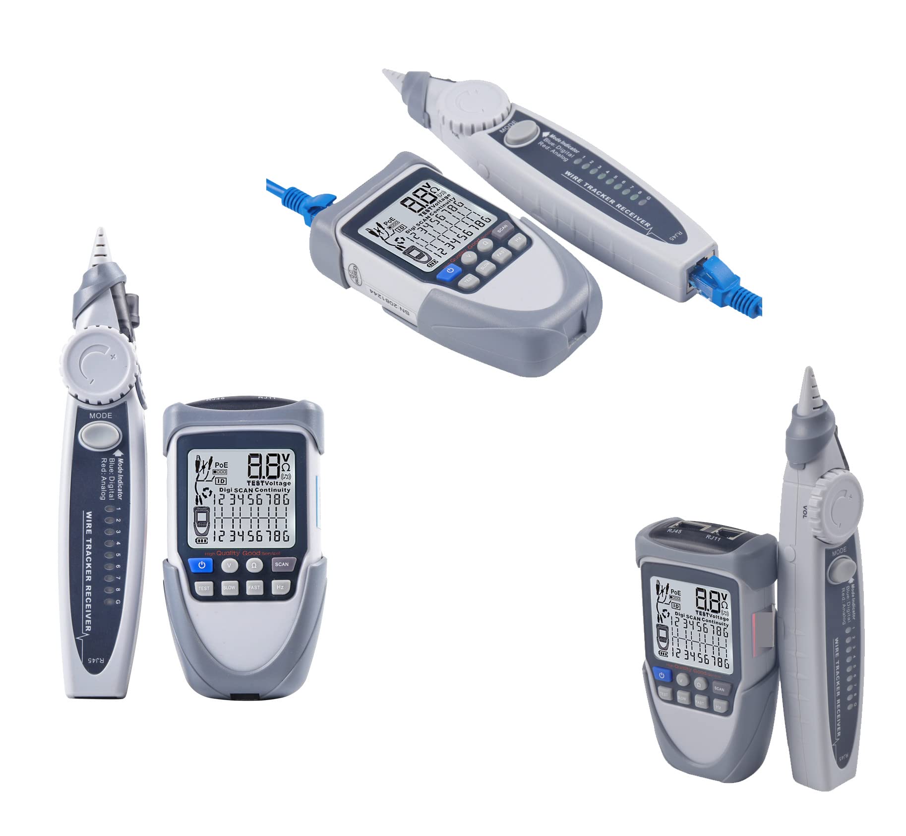 KALEA-INFORMATIQUE Tester di rete professionale digitale LCD RJ45 RJ11. Mappatura, continuità, POE, tensione, localizzazione, porta lampeggiante e torcia