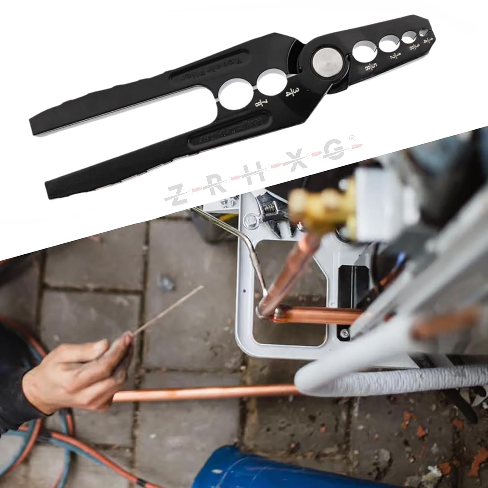 Pinza di riparazione per tubi di rame, strumento di riparazione manuale del tubo di rame con 6 fori per tubi in alluminio da 1/4", 3/8", 1/2", 5/8", 3/4" e 7/8"