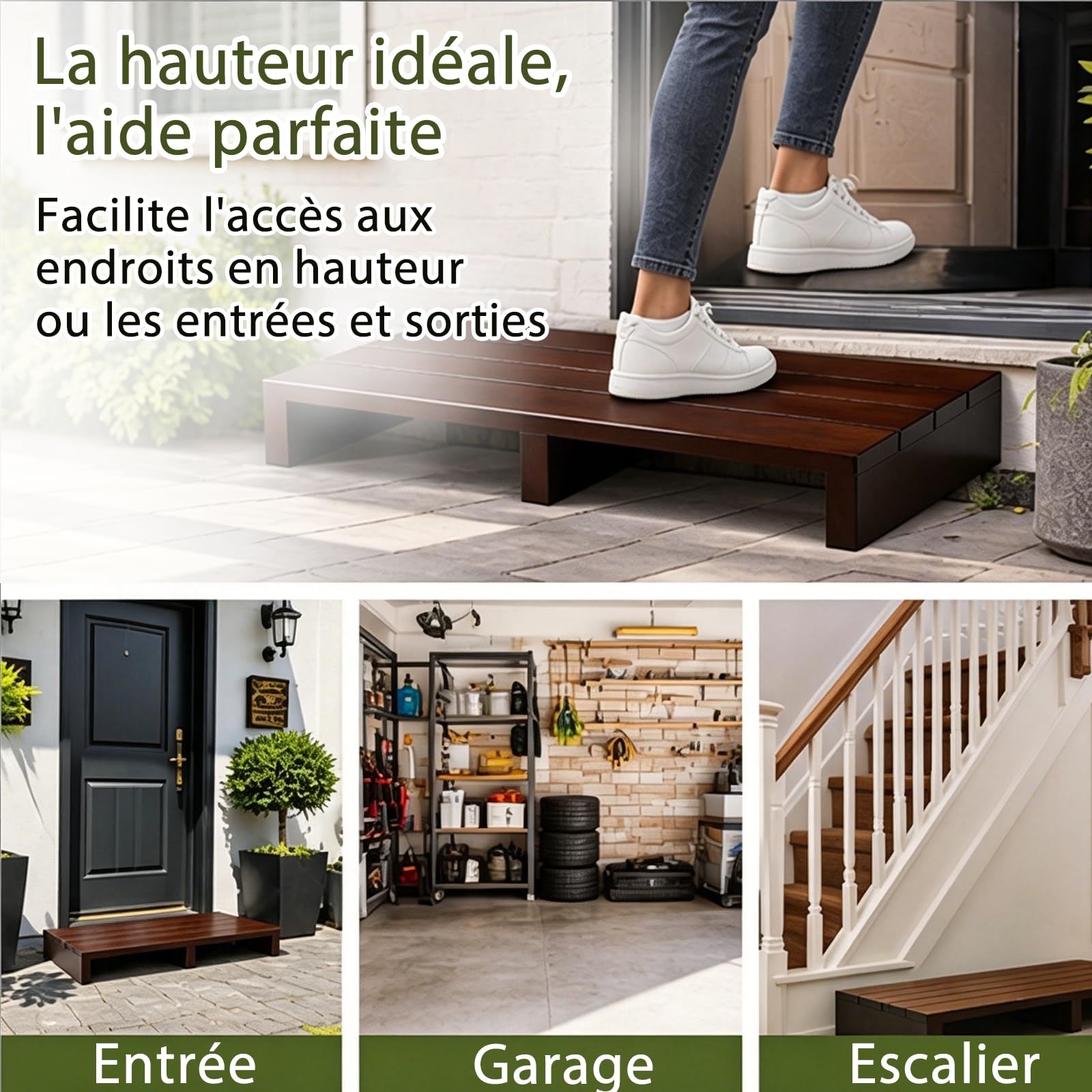 Marche Pied Bois,Marche Pied pour Enfants,Marche De Chevet pour Personnes Âgées,Marchepied D'escalier, Antidérapant,Durable,Conception en Bois,Lit, Salle De Bains, Cuisine, Personnes Âgées,Enfant.