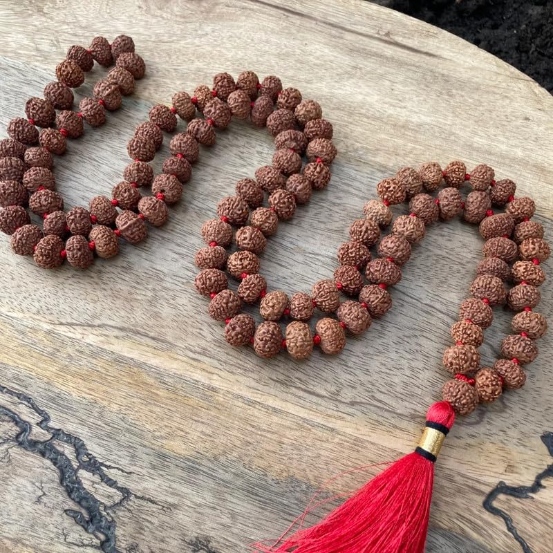 Natürliche AAA Große 8 Mukhi Rudraksha Mala, 108 Mala Perlen, 8 Mukhi Rudraksha Halskette, Gebet Mala, Meditation Mala, Japa Mala