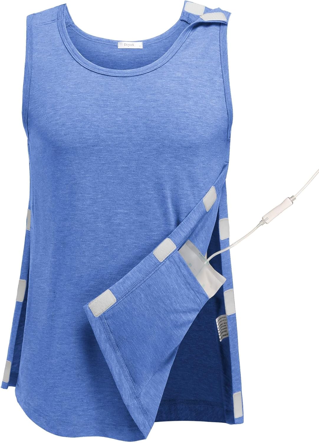 Deyeek Unisex Post Surgery Shirts Shoulder Mastectomy Recovery Tank Tops with Drain Pockets Adaptive Rotator Cuff Magic Tape