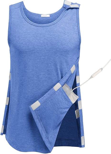 Deyeek Unisex Post Surgery Shirts Shoulder Mastectomy Recovery Tank Tops with Drain Pockets Adaptive Rotator Cuff Magic Tape