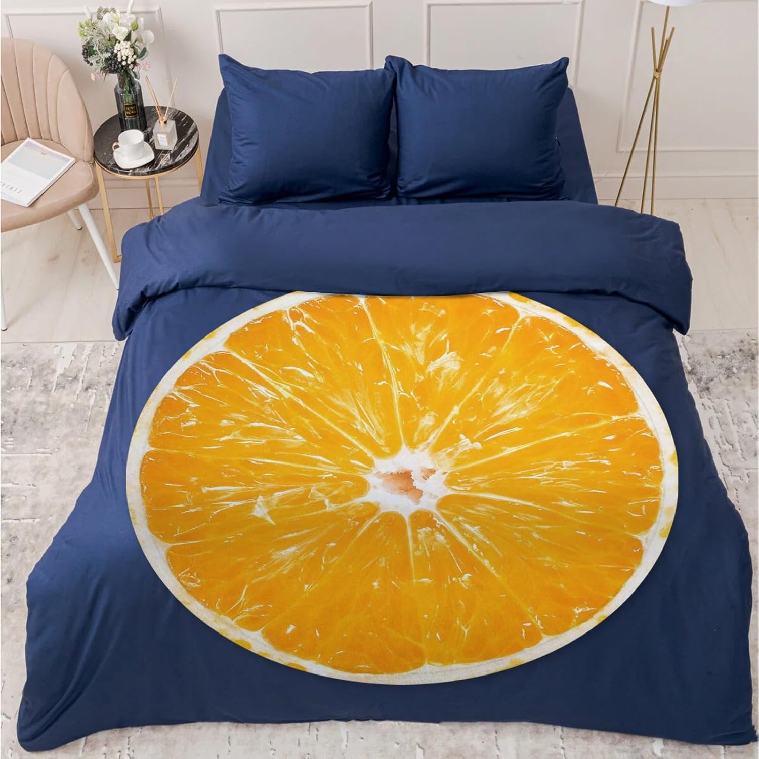 ARESD Food Throw Blanket Orange, Realistic Funny Orange Blanket for Adults and Kids, Ronud Novelty Fruits Printed Blanket for Couch,Sofa,Bed, Fun Comfy Cozy Gifts for Boys,Girls 71 Inches