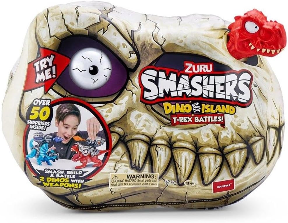 Zuru Smashers Dino Island T-Rex Fighting Playset - 52 Piece - Ages 3+