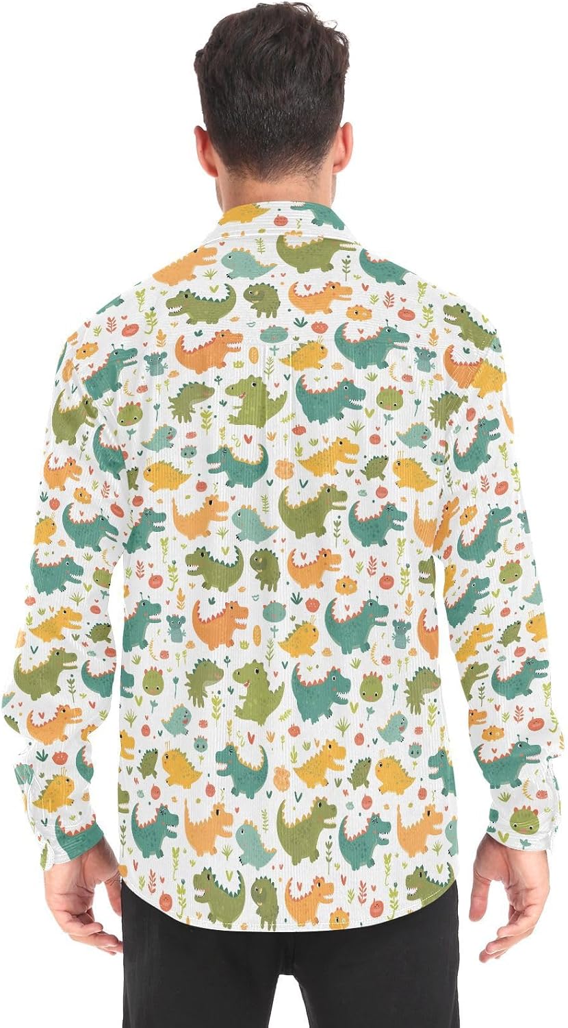KLL Cute Cartoon Crocodile Alligator Unisex Adults Slim Fit Rugby Shirts Vacation Long Sleeve Blouses
