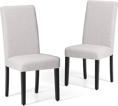 Costaelm Upholstered Dining Chairs Set of 2, Sitting Side Kitchen Chairs Set of 2 for Kitchen & Dining Room, Mid Century Modern Room and Bedroom, Light Gray