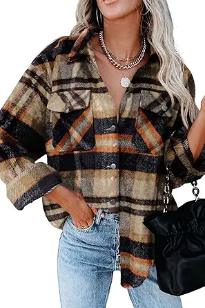 Magritta Womens Shirts Collared Long Sleeve V Neck Button Down Oversized Blouses Tops with Pockets