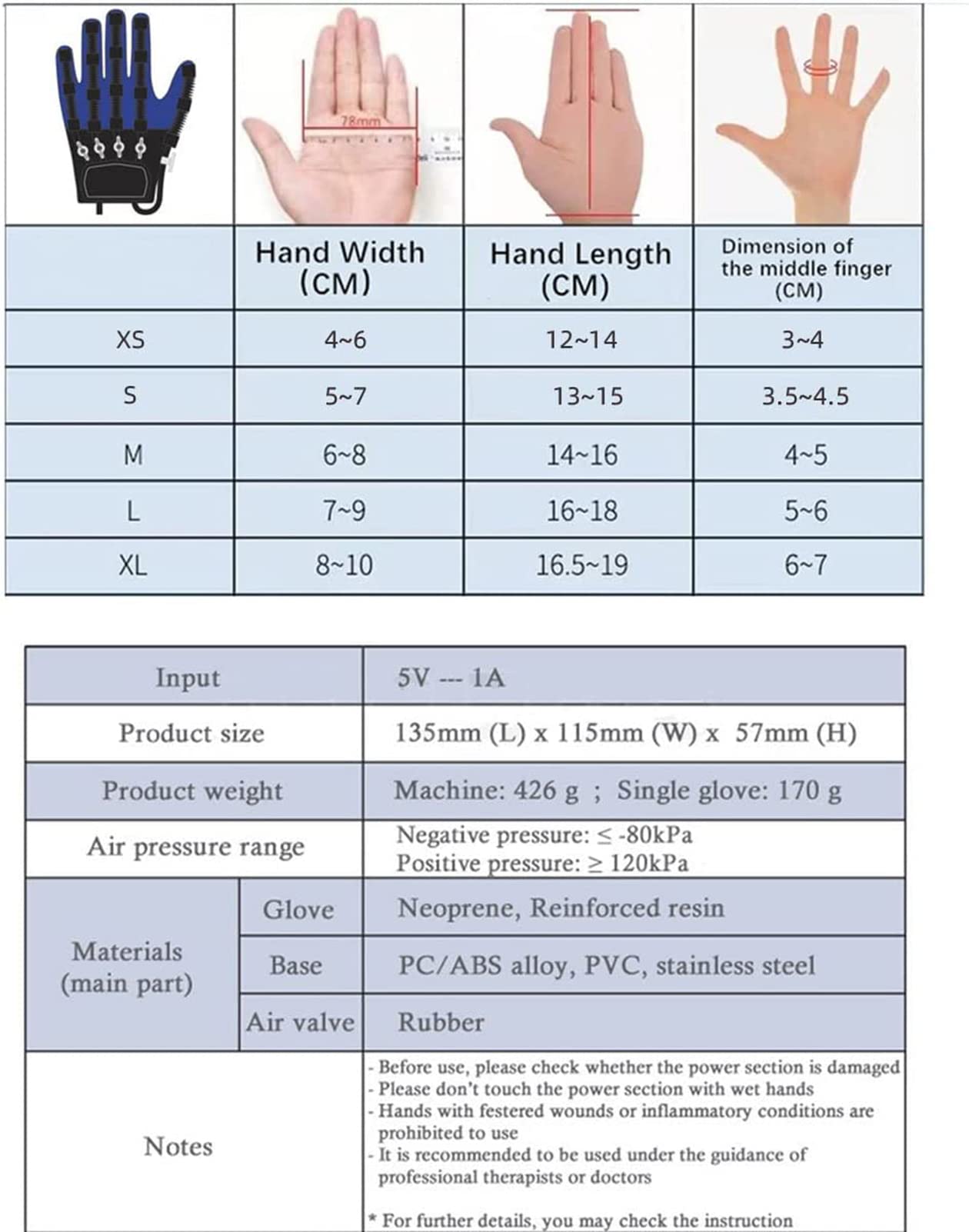 Guantes De Robot De Rehabilitación De Presión De Aire, Entrenador De Dedos De Hemiplejía De Trazo Automático, para Corrección De Flexión De Dedos, para Pacientes con Disfunción De La Mano