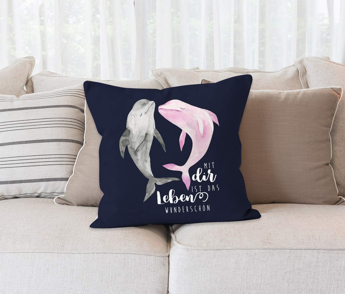 MoonWorks Kissenbezug Mit Pinguin-Spruch - Baumwolle, 40x40 Cm, Witziger Deko-Kissen Für Couch & Bett
