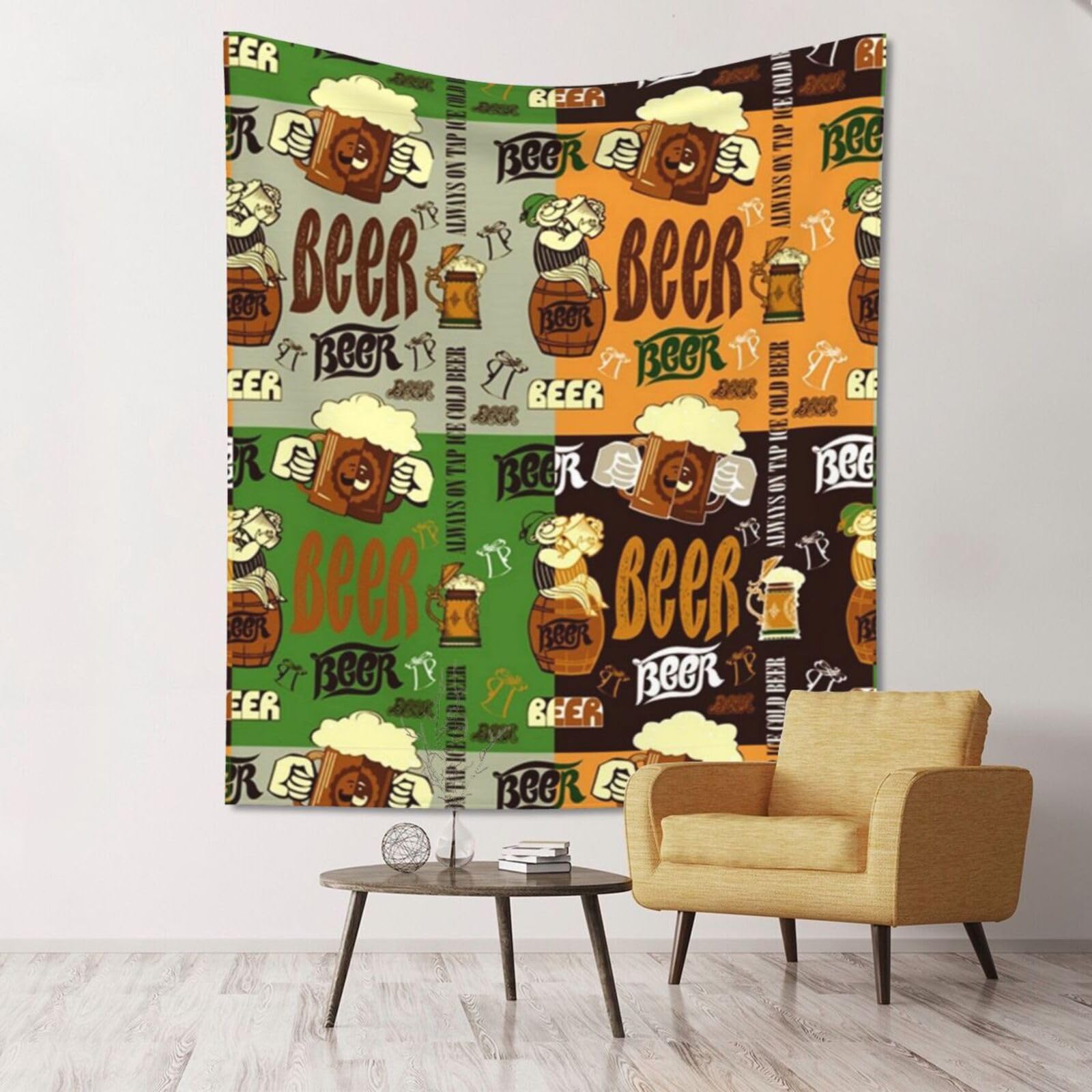 WKSGDSG Large Wall Hanging, Machine Washable Tapestry For Dorm Room, Beer, Lightweight Polyester Wall Art For Bedroom Living Room, 152x130cm
