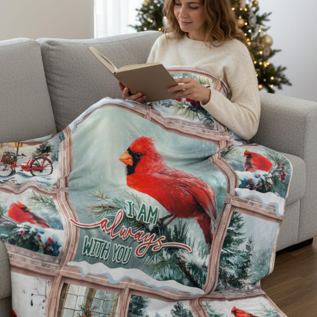 Cardinal Blanket, Cardinal Throw Blanket for Couch, Christmas Fleece Blankets, Soft Cozy Plush Fleece Holiday Decor, Cute Xmas Decorations and Gifts for Women, Girls, Family, 50x60 Inches - Image 5