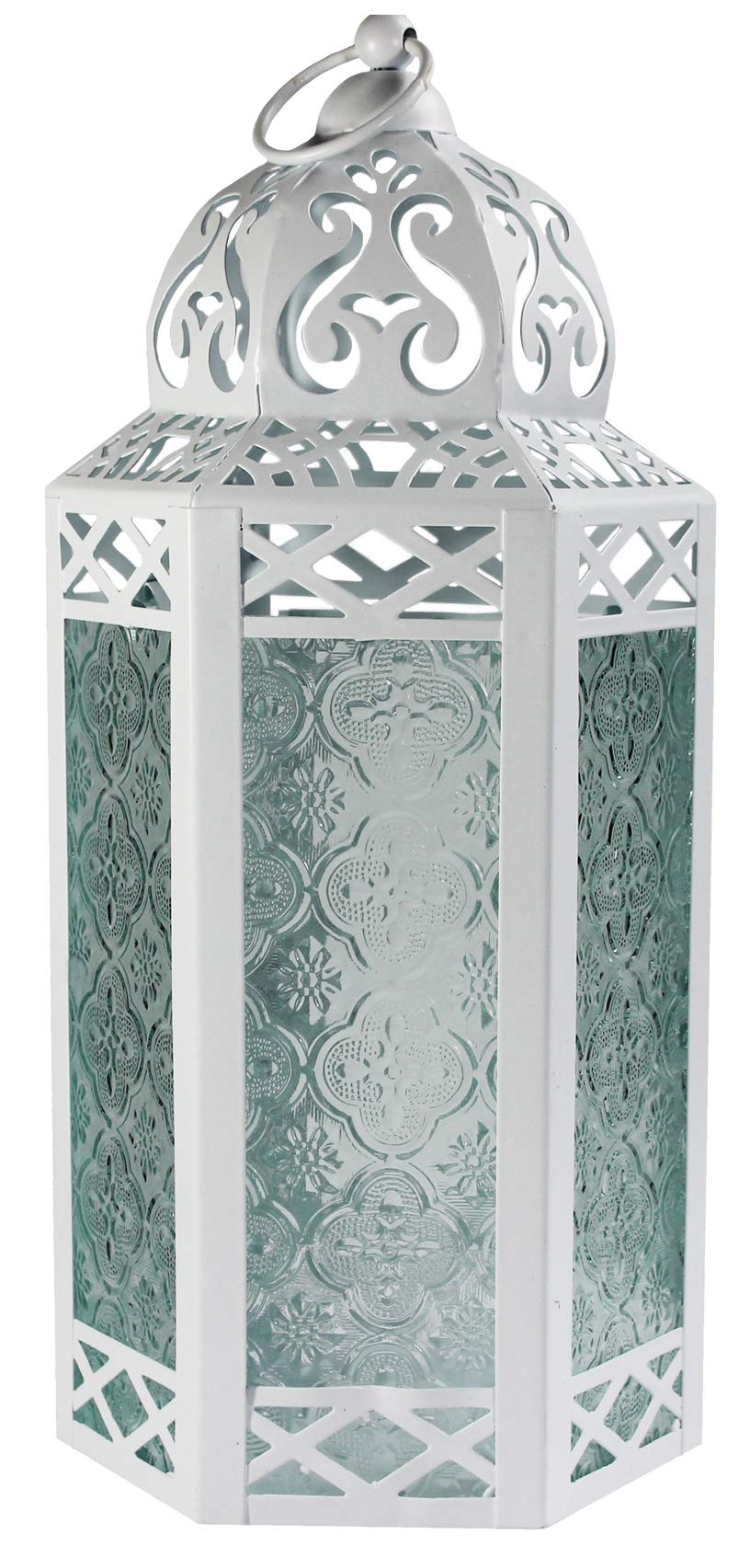 Farol marroquí decorativo grande de metal blanco para decoración de interior/exterior, decoración del hogar, patio, boda, Navidad