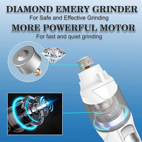 Miniatura 2 de Molinillo de uñas para mascotas con luz LED y 2 cabezales de molienda, 2 velocidades, de bajo ruido y más potente, lima para recortar uñas para