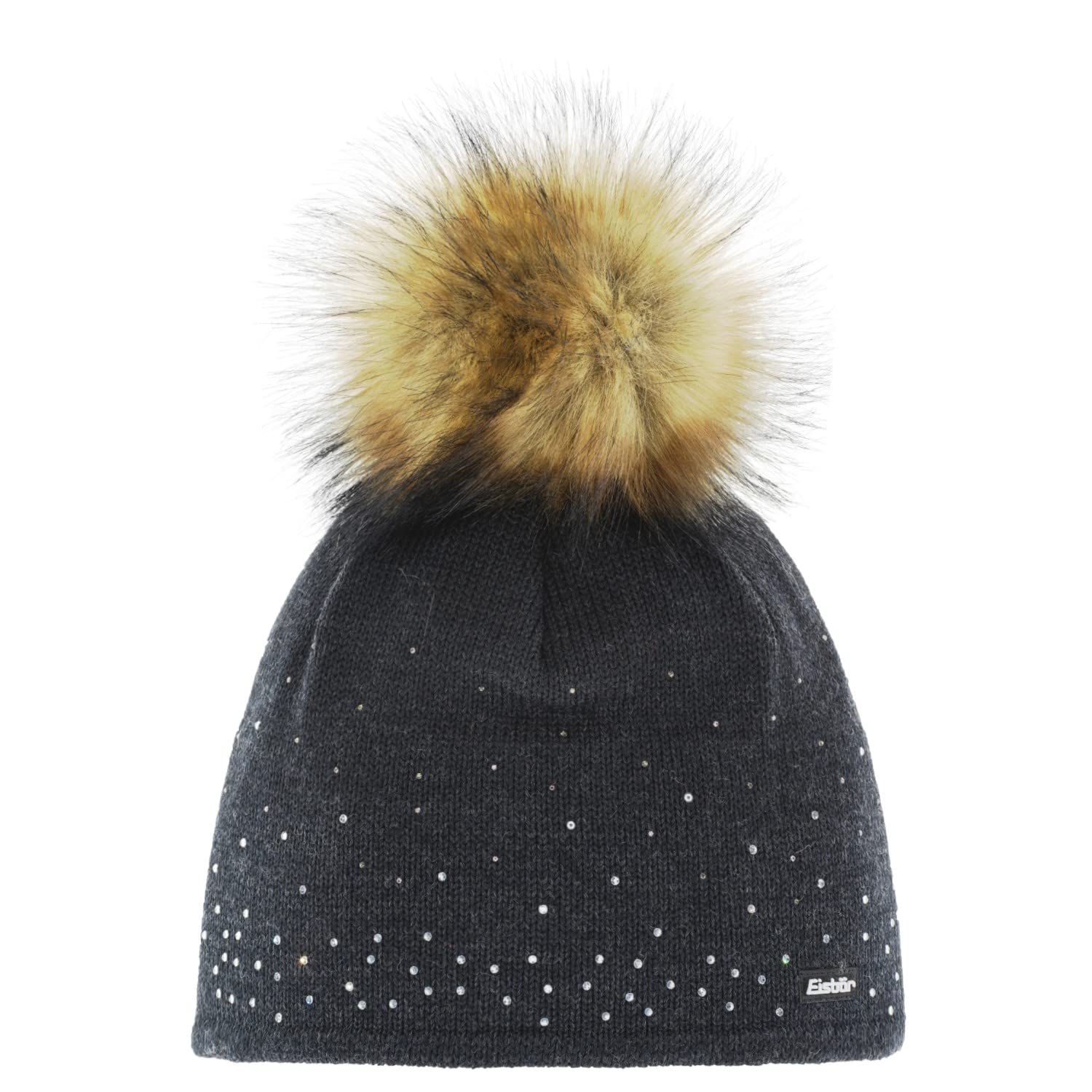 Eisbär Tiana Lux Crystal Bonnet à pompon pour femme Anthracite Taille unique