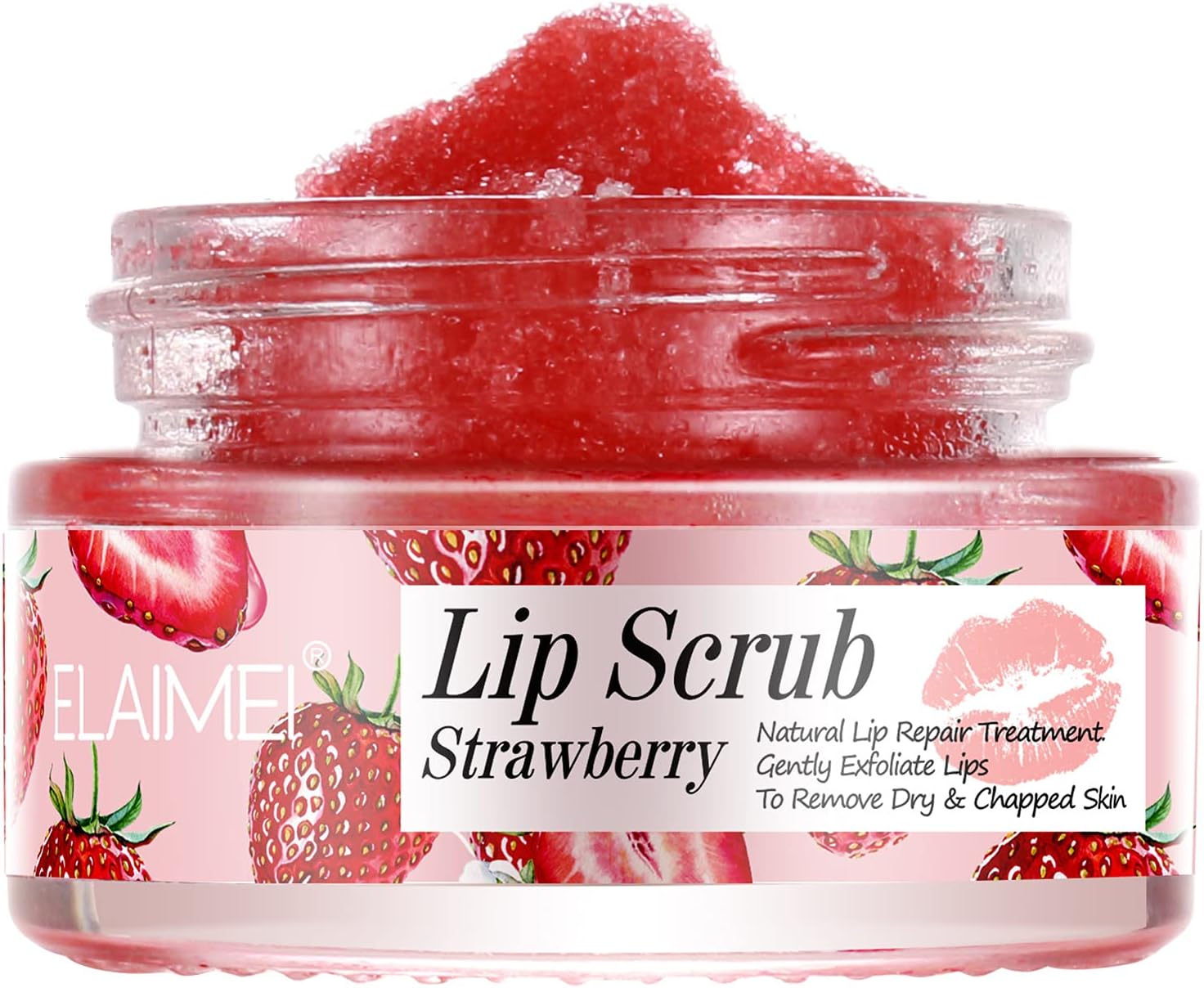 Lip Balm Mask, Lip Mask Sugar Scrub Exfoliator & Moisturizer, Lip Care Exfoliating Scrub and Lip Moisturizer for Chapped and Dry Lips, Lip Repair for Soft Lips Treatment (Strawberry Scrub)