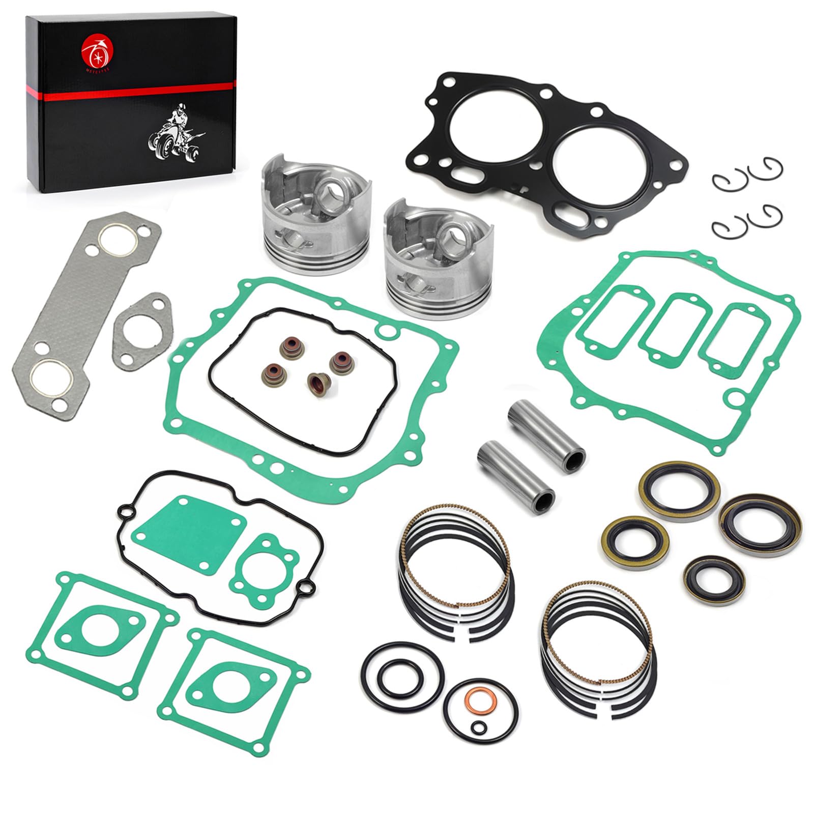Piston & Ring Gasket Seal Top End Rebuild Kit STD Compatible with EZGO 4 Cycle Gas Golf Cart 350cc EH35C MCI Fuji Robin Engine 1996-2008