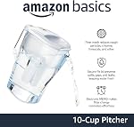 Amazon Basics10-Cup Water Pitcher with Filter Compatible to Brita Pitchers & Dispensers for Clean, Crisp Water, WQA and NSF Certified, Made in Europe