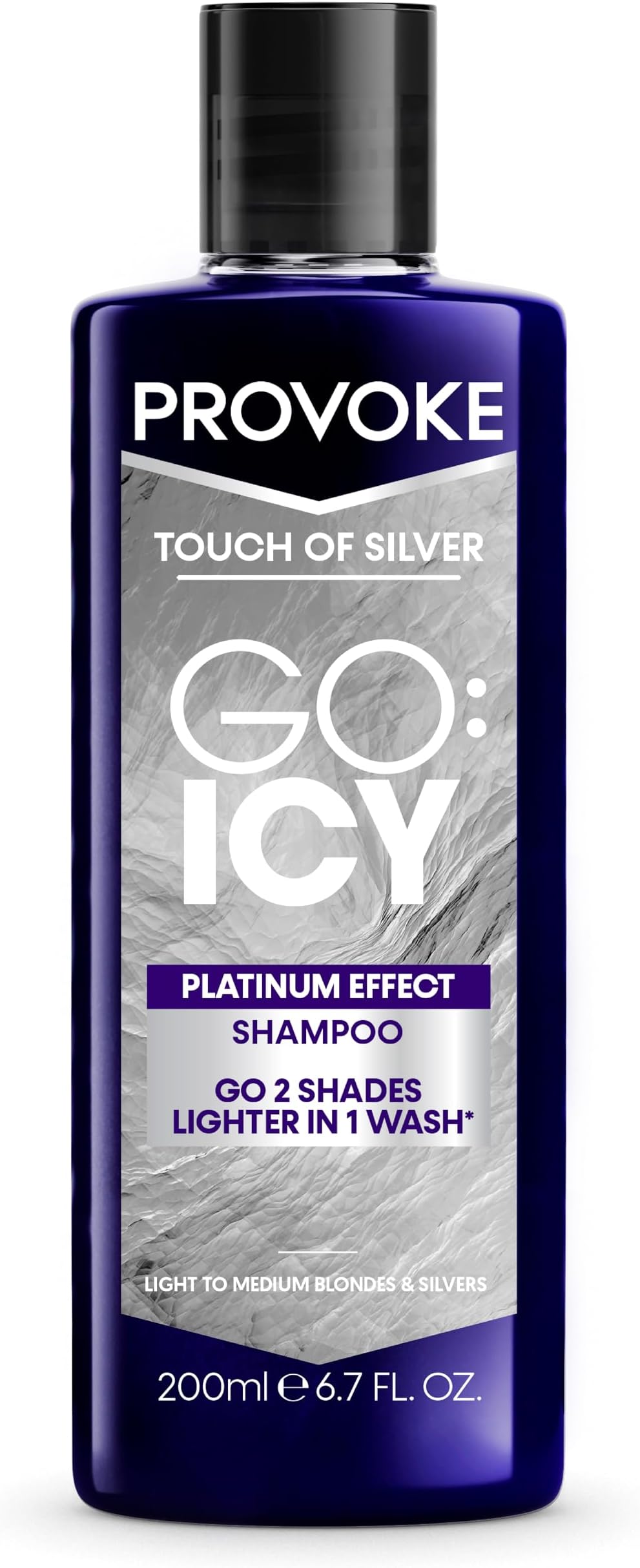 PROVOKE Touch of Silver Go Icy Shampoo 200ml, Icy Platinum Look in Just 1 Wash, Triple Toning Technology to Cool Down Brassy Tones, Enriched with Keratin